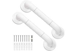 Fanwer 2 Pack Anti Bathroom Grab Rail,White Stainless Steel Shower Hand Rail,Safety Hand Rail Support for Elderly, Children and Disability