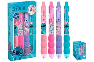 Kids Licensing - Set med 4 Stitch-pennor, set med skolpennor, skolmaterial, present till flickor