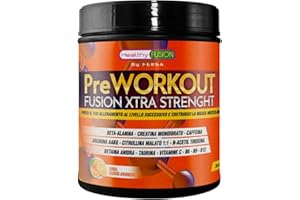 Healthy Fusion Pre workout Potente Pre-Allenamento | Beta Alanina + L-Arginina AAKG + Creatina + Caffeina + Taurina| Promuove lo sviluppo muscolare | Aumenta il rendimento fisico Gusto Arancia 300g