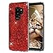 Price comparison product image Galaxy S9 Plus Case [with HD Screen Protector],OKZone Luxury Bling Glitter Sparkle Designer Slim Fit [Supports Wireless Charging] Soft Gel TPU Silicone Skin Cover Anti-scratch Protective Shining Fashion Style Case for Samsung Galaxy S9 Plus (Red)