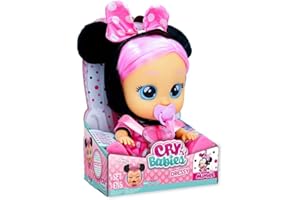 Cry Babies Dressy Minnie, Bambola Interattiva che Piange Lacrime Vere con Capelli Da Acconciare, Vestiti Da Indossare e Accessori per Giocare, Giocattolo Per Bambini e Bambine da +18 Mesi