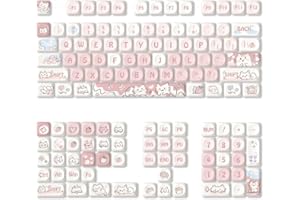 Tiardey Tastenkappen PBT-Tastenkappen-Set, sublimierte lila Kaninchen-Tastenkappen für mechanische Gaming-Tastatur, 132 Tasten