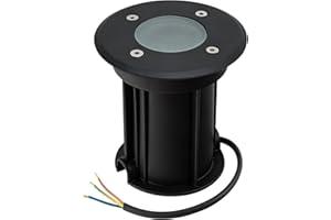 URing Faretto LED da Esterno IP67 GU10 da Incasso Rotondo, 230V Segnapasso Calpestabile Terra, 30cm Cavo Preinstallato, Ø11x12cm, Nero