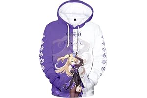 zhedu Game Genshin Impact Character Hoodie Chongyun/dicna/diluc/eula/fischl/jean/kaeya/Neutral Contrast Print Pullover Sweatshirt Fashion Streetwear Top(2xs-4xl)