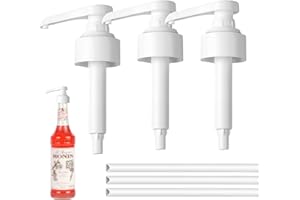 BINXIAOQIN Lot de 2 Pompes doseuses de 1 l de sirop, Pompe doseuse pour Boisson, Distributeur de sirop réutilisable, pour Bouteille en Verre Monin de la Pompe de Rechange, Compatible (Blanc 1000 ML 3 Pièces)