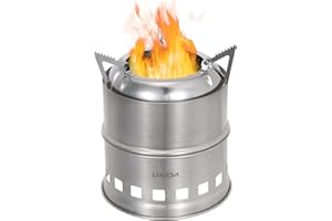 Lixada Camping Poêle en Réchaud à Bois Léger Acier Inoxydable Portable Réchaud à Alcool Solidifié Cuisine en Plein Air Pique-Nique Barbecue Camping