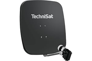 TechniSat SATMAN 65 PLUS - Satellite Dish with LNB (65 cm Satellite System with Mounting Bracket and 40mm Universal Quattro LNB, Multiswitch required) Grey