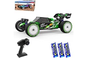 X-Verse 1:12 100KM/H Ferngesteuertes Auto, 4WD Wasserdichtes Schnelles RC Truck mit 3S Bürstenloser Motor, 2.4GHz All Terrain Offroad RC Truggy für Erwachsene- 3 Batterien(Grün)