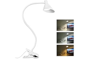 Semlos LED Reading Light, Clamp Lamp 3 Color Modes 5 Brightness, Clip Light for Desk Bedside Table, 5W USB Powered, Flexible Arm