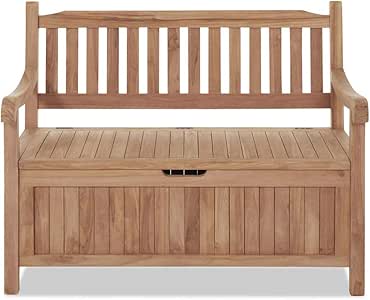 Amazon.de: Homy Truhenbank Holz Teak unbehandelt Holzbank Aufbewahrung
