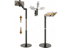 wigmoa 【Support de téléphone en aluminium de 63 cm, angle réglable à 360°, support de téléphone portable de 4 à 6,9 pouces, dessus de table YouTube Streaming Créateur de contenu, enregistrement vidéo