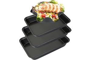 GOYADA 3 Pcs Plat à Four Rectangulaire Antiadhésif, Plaque à Rôtir Antiadhésif en Acier au Carbone avec 1 Pcs Moules à Tortilla - plaque au Four - Tailles pour Grand, Moyen, Petit