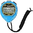 FCXJTU Simple Digital Waterproof Stopwatch, No Bells, No Clock, No Alarm, Simple Basic Operation, Silent, ON/Off, Pure Stopwatch for Swimming Running Training Kids Coaches Referees Teachers (Blue)