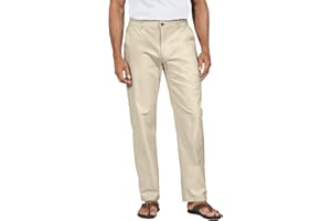 YAOHUOLE Men's Linen Pants Lightweight Elastic Waist Trousers Casual Summer Beach Wedding