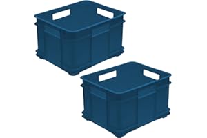 KEEEPER DISTRIBUCIONES DIEMPI ONLINE S.L Bruno 2x Caja de almacenaje Eurobox XL, Plástico ECO (PP), 43 x 35 x 24 cm, 28 l, Azul, 43x35x24 cm c/u