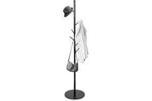 Bayt Garderobenständer 175 cm - Kleiderständer Holz - für Kleidung, Hüte, Taschen, Eingang, Wohnzimmer, Schlafzimmer, Büro - 8 Haken (Schwarz - Baumförmig)