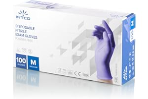 INTCO MEDICAL 100pz INTCO Guanti nitrile VIOLA - Qualita' Premium Medicali Certificati, dentisti, Centri Sanitari - 100 pz M (100, M)