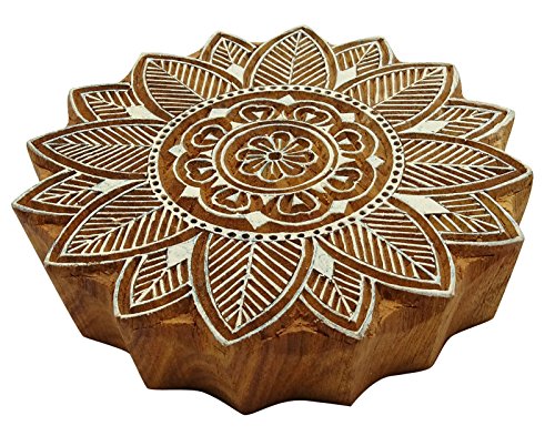 Braun Holzblock Blumenmuster Hand geschnitzte Textilien, Holz, Stempeldruck Blöcke - 3