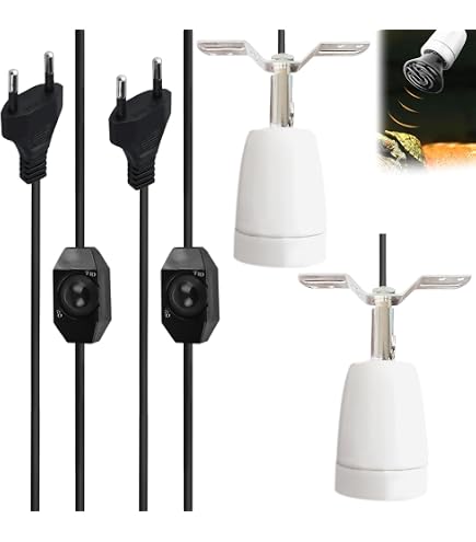 Douille Lampe Chauffante E27 Céramique Pour Reptiles - Rotative 360°, Avec Ampoules 50W Et 75W