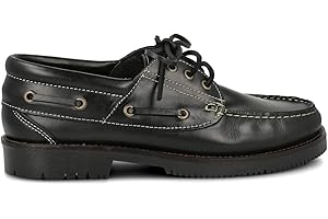 PAYMA - Scarpe da Barca Uomo Donna Bambino in Pelle Speciale Seahorse Oliata. Fatto in Spagna. 3 Occhielli Classici Stringata. Suola in Gomma. Marrone, Nero e Blu