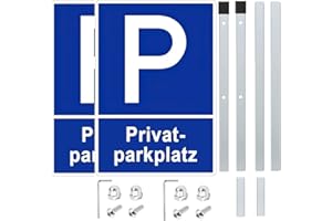 SQLJYU 2 Stück Privatparkplatz Schild mit Pfosten mit 90 cm Hoher Stange, Parken Verboten Schild, Parkplatzschild, Parkplatz Kennzeichen, Parkschilder - Einfache Montage