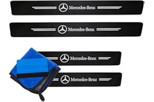 ODOKIT Seuil De Protection Fibre De Carbone Noir - Compatible avec Mercedes Classe A B C E GLA GLC - Accessoires 4 Pièces - Facile à Installer - Pose Rapide - Look Sportif et Moderne
