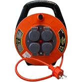 Seyyar Kablo Makarası &ndash; 10 Metre, 4 Prizli, IP44 Kapaklı, 230V 16A, 1000W &ndash; Taşınabilir &Ccedil;anta Tipi Uzatma Kablosu (3x1.5mm&sup2; C