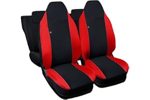 Auto Accessori Lupex - Housses pour siège de Voiture, compatibles Housses de siège de Voiture pour Aygo, Noir Rouge, Made in Italy, Avant et arrière, Tissu Polyester, Housses intérieures de Voiture