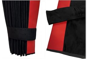 Adomo LKW 2 Seitengardinen für TGX XLX bis 2020, schwarz-rot, Kante aus Kunstleder