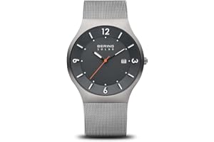 BERING Herren Solar Uhr | Armbanduhr 40 mm Edelstahlgehäuse und Zifferblatt | Milanaisearmband | Saphierglas | 5 ATM | 14440