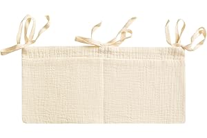 FANNAS Babybett Organizer Hängend,Baby Kinderbett Organizer,Baby Kinderbett Organizer,Betttasche Spielzeugtasche,für Kinderbett Organizer,Kinderzimmer Aufbewahrungstaschen (Beige)