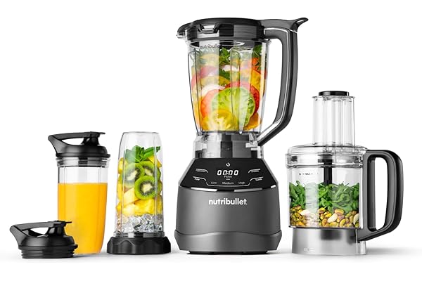 NutriBullet triple Prep System, mixeur électrique, blender multifonction, puissance 1500 watts, 3 appareils, noir, NBF580B