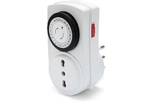 VELAMP Presa Temporizzata - Programmatore timer giornaliero - Spina grande 16 A e Presa bivalente 10/16A - Carico max 3600W/16A