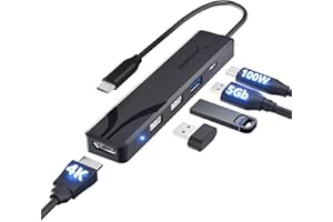 ‎SABRENT SABRENT USB C Hub mit HDMI 4K 60Hz, 3X USB A, PD 100W Ladegerät, 5-in-1 Multiport Adapter Mehrfach Dock, USB-C Port Dongle kompatibel mit MacBook, iPhone 15/16, iPad, Steam Deck, Laptop, PC (HB-TC5P)