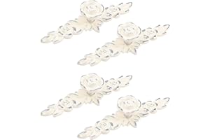 MOROBOR 4 pomelli a forma di rosa europea con piastra posteriore, maniglie vintage in lega di zinco per cassetti e cassetti, per cassettiere, comodini, armadi (14,5 x 4,3 cm, bordo argento)