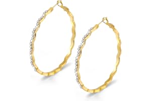 LANCHARMED Boucles d'oreilles créoles grandes, Argent sterling 925 boucles d'oreilles créoles dames, Bling torsadé hypoallergéniques boucles d'oreilles AAA+ zircon diamant strass pour dames femmes filles