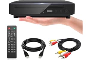 Lecteur DVD pour TV, 1080P HD, Sortie HDMI/AV/USB, Prise en Charge de Tous Les Disques de Région, Comprend Un câble AV/HDMI et Une Télécommande