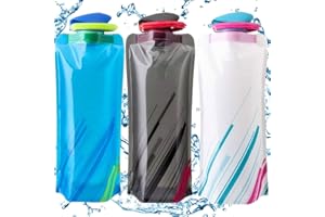 VEghee Bottiglie di Acqua Pieghevole, Pieghevole Bottiglia Flessibile Riutilizzabile, 700ML Pieghevole Bottiglia Flessibile Bottiglia Riutilizzabile l'Acqua - 3Pcs