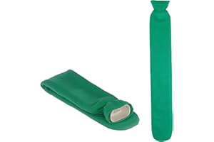 HIBUY XL Schlauch Wärmflasche - extra Lang, 76 cm - mit weichem Bezug - grün