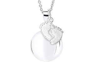 MAMIJUX Bola de grossesse avec pieds pendentif et chaîne en acier 110cm