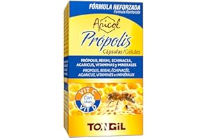 Defensas Inmunitarias Adultos | Equinácea Propóleo y Vitamina C + Reishi + Agaricus + Vitamina D+ Cobre + Hierro | Vitaminas Sistema Inmunologico | 40 Cápsulas Apicol Tongil