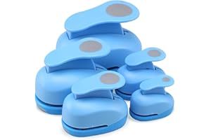 LOONENG 5 PCS Circle Punch Set, Circle Shape Lever Action Craft Punch, 5 Different Size Circle Hole Punch for Paper Crafts, Cardstock, Gift Wrapping, Greeting Cards and Scrapbooks