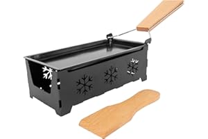 Cosy & Trendy Appareil à Raclette rectangle en Acier inoxydable+ 1 spatule, 2 personnes, Noir