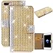 Produktbild GrandEver iPhone 7 Plus Diamant Lederhülle Glitter Glitzer Shiny Glanz Sparkle Clear Glänzend Flip Wallet Case PU Ledertasche Hülle Backcover Handyhülle Schutz Hüllen im Bookstyle Ledertasche mit Standfunktion Kartenfächer Magnetverschluss Etui Schale Schutzhülle(Gold)