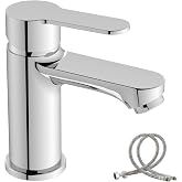 BELZ Basin Mixer Tap, Chrome Bathroom Mixer 78 mm | Easy installation G3/8 monotube, includes quick hoses. Quiet and lead-fre