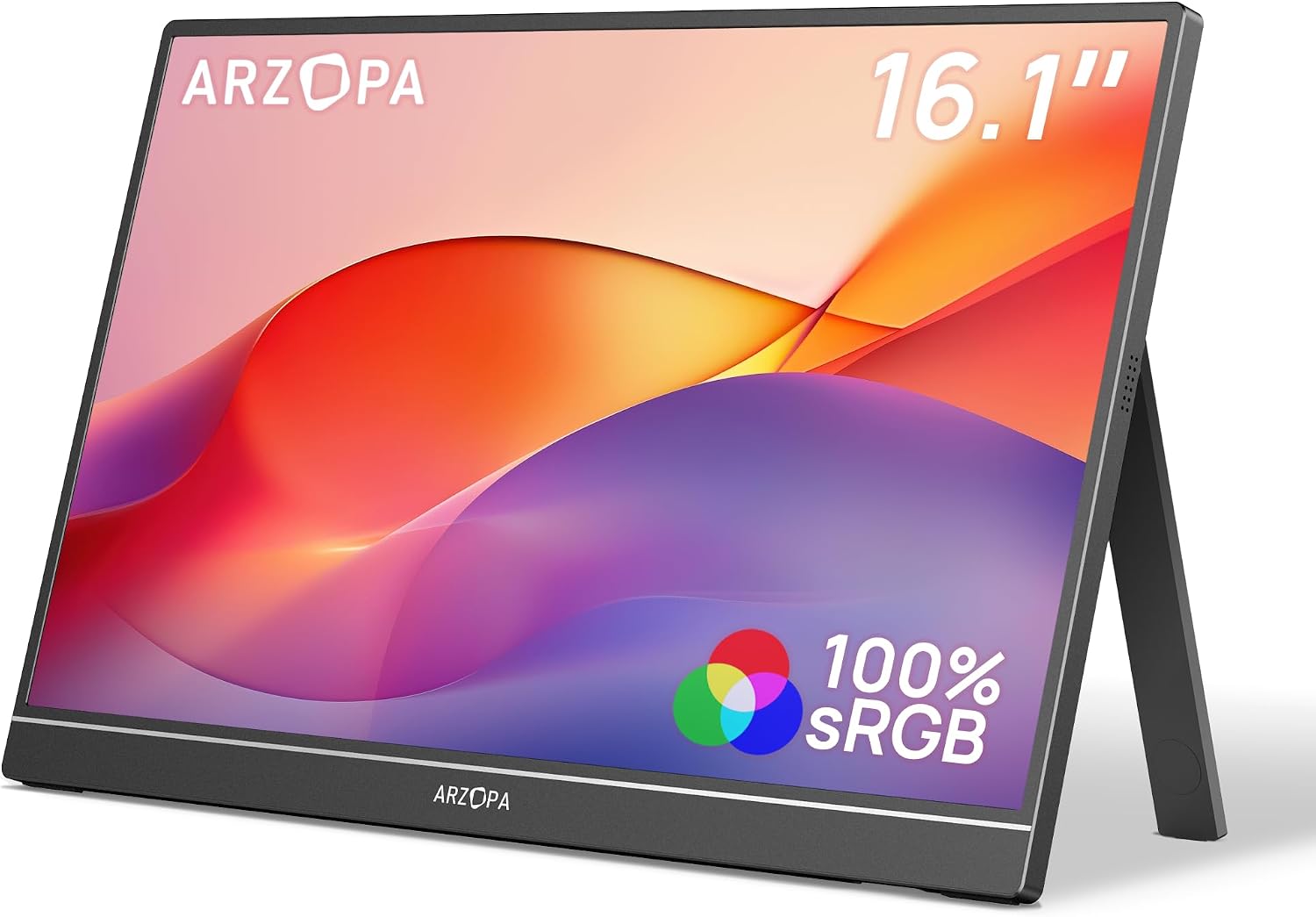 ARZOPA 16.1" Portable Monitor, 1920×1080 FHD IPS Portable Monitor for Laptop with Single-rod, Support HDMI/Type-C/USB-C, Eye Protection Gaming Screen for Laptop/PC/Mac/PS3/4/5/Xbox