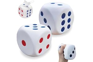 BFSYRR Large Dice, Fidget Toy, 2Pcs Giant Dice Stress Toys, Large 3.15 Inch Foam Fidget Cube, Stress Relief Toy for Family Games, School Games, Math Teaching, Party Supplies, for 14+ Years Old