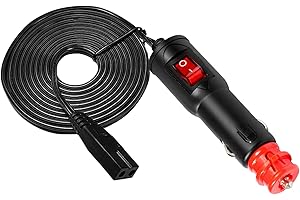 GIANTDEER Cavo per frigorifero per auto da 180 cm, cavo di alimentazione per accendisigari europeo (fusibile da 10 A) con interruttore, adatto per frigorifero per auto 12V-24V