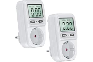 LIAMOSTEE Stromverbrauchsmesser, 2pc energiekostenmessgerät Leistungsmessgerät stromzähler für steckdose Digitaler Energiekosten-Messer mit LCD-Hintergrundbeleuchtung MAX 3680W/16A