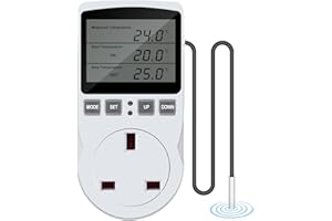 YOYIAG Digital Temperature Controller Plug UK 230V Thermostat Outlet Socket Digital Temperature Controller Thermostatic Plug Temperature Switch, Heating Cooling Temperature Switch for Greenhouse
